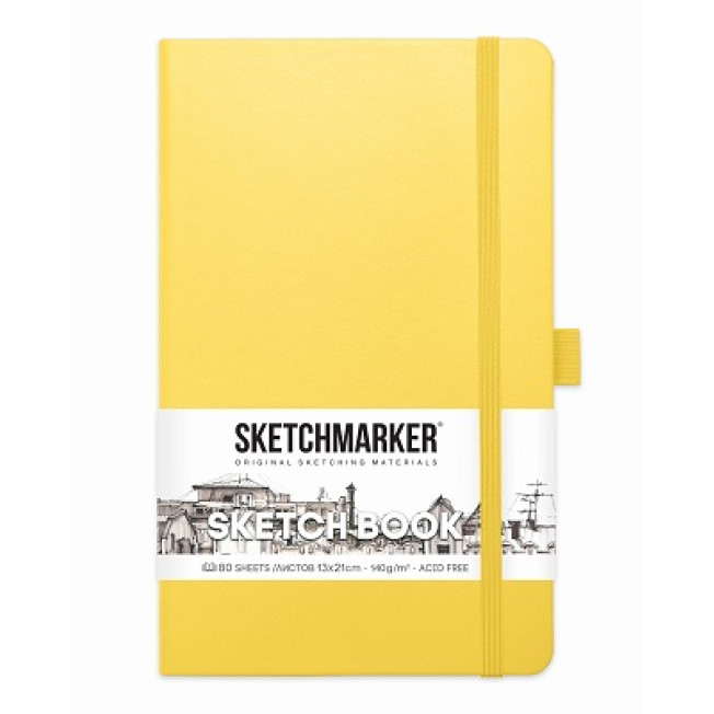 Блокнот для зарисовок Sketchmarker 140г/м 13*21см 80л, Лимонный, твердая обложка