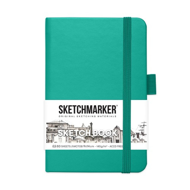 Блокнот для зарисовок "Sketchmarker" Изумрудный, 140г/м 9*14см 80л, твердая обложка