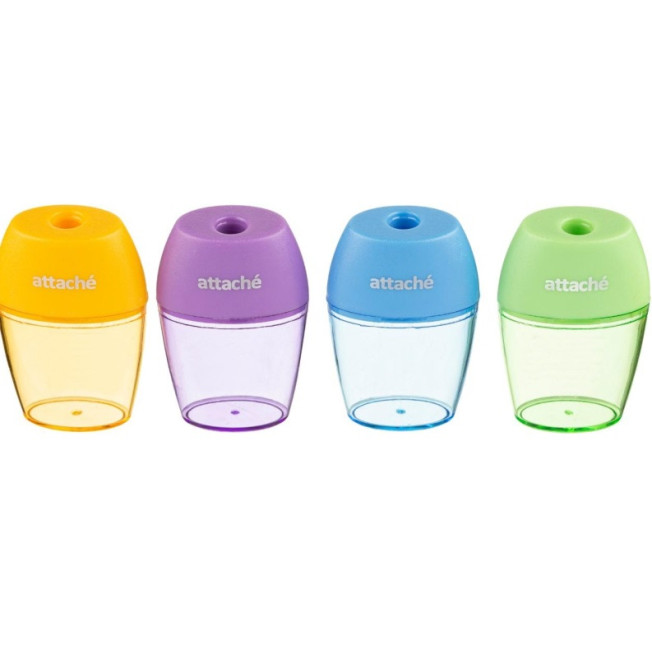 Точилка Attache Bright Colours 1 отв., цветной контейнер, ассорти