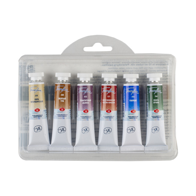 Акварель "Белые Ночи", набор в тубах 6цв*10мл "Палитра Петербурга", пластиковая упаковка