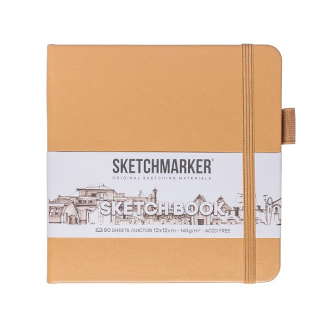 Блокнот д/зарисовок Sketchmarker 140г/м 12*12см 80л Капучино тв обл