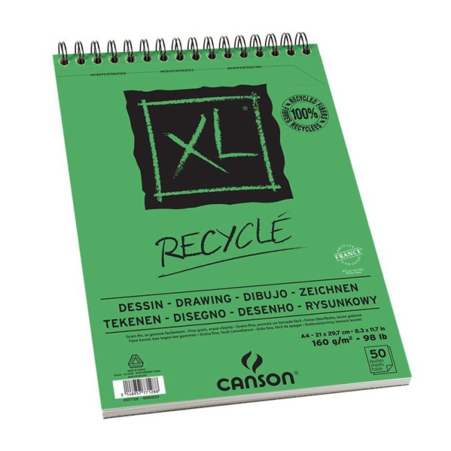 Альбом для графики XI Recycle CANSON 21*29,7 А4 50л 160гр мелкое зерно, спираль