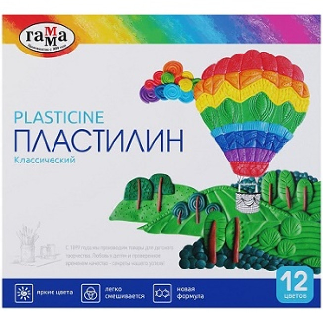 Пластилин Гамма "Классический" 12цв 240гр стек
