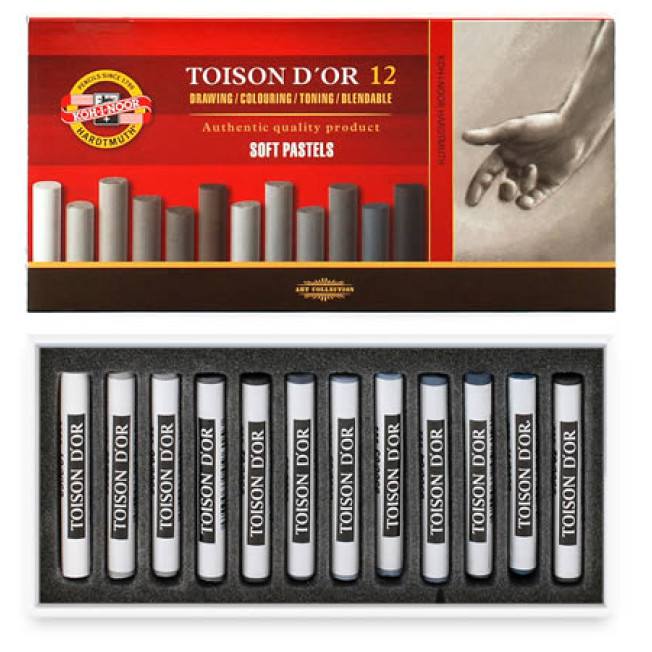 8522GY Набор мягкой пастели Toison D'or, 12цв отт серого