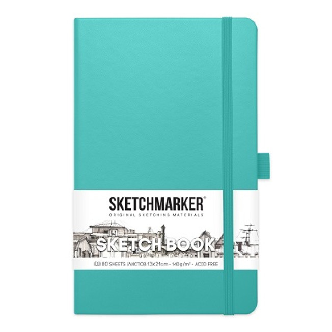 Блокнот для зарисовок "Sketchmarker" Аквамарин, 140г/м 13*21см 80л, твердая обложка