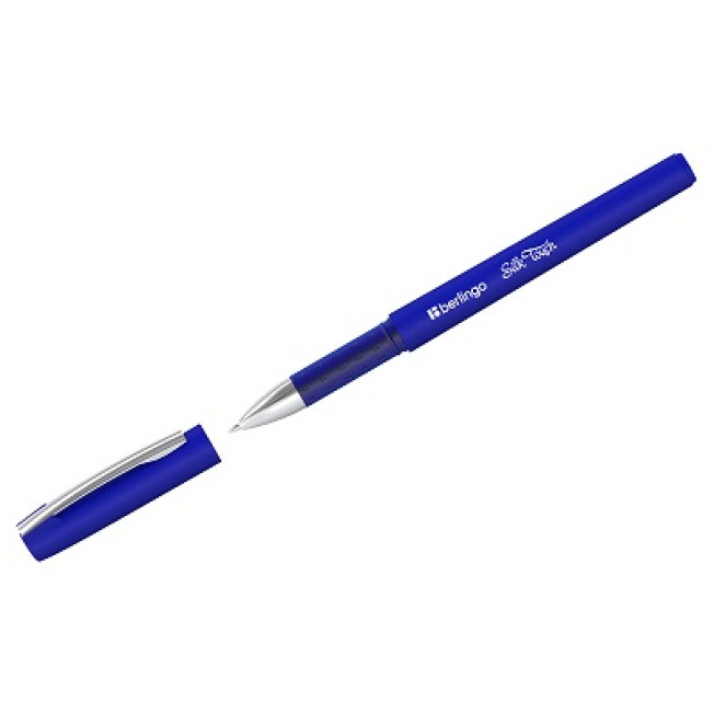 Ручка гелевая Berlingo Silk touch синяя, 0,5мм грип