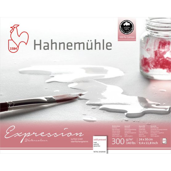 Hahnemuhle Альбом-склейка для акварели "Expression", 300 г/м2, 24х30 см, 100% хлопок, 20 л, среднее зерно