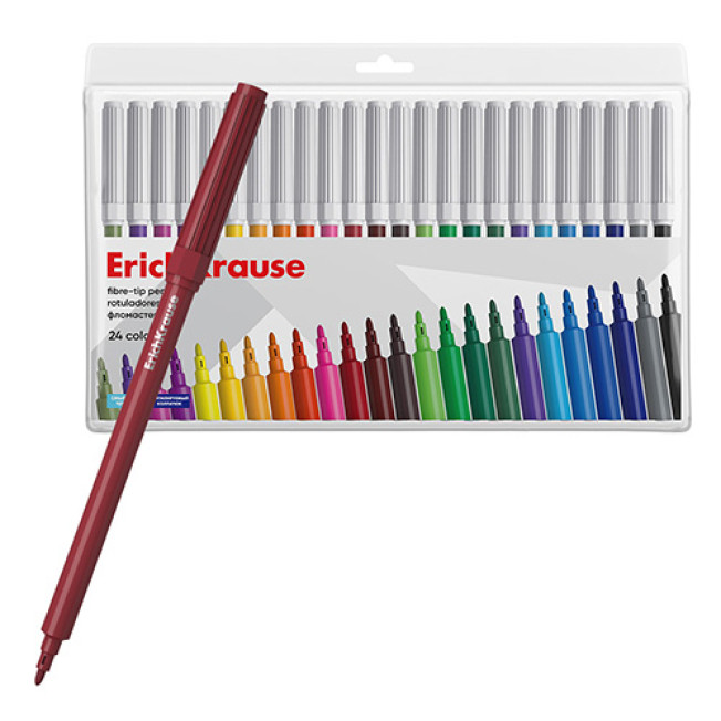 Фломастеры Erich Krause 24цв. "Basic" с вентилируемым  колпачком, европодвес