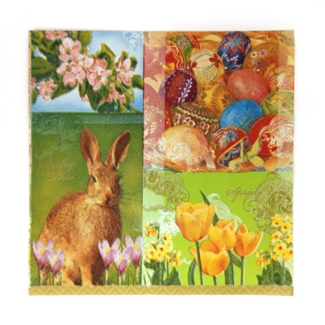 Cалфетки, арт 02301 Пасха, фон гол./зел.
