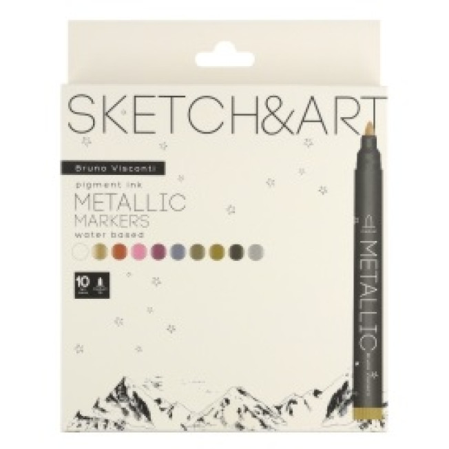 Набор маркеров Sketch&Art 10 цв МЕТАЛИК Bruno Visconti