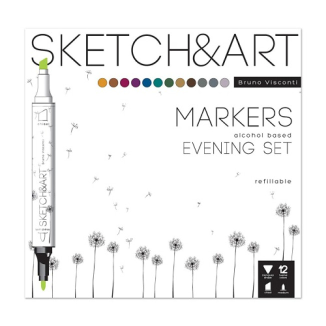 Набор маркеров Sketch&Art 12 цв Evening set BV (пуля/скош)