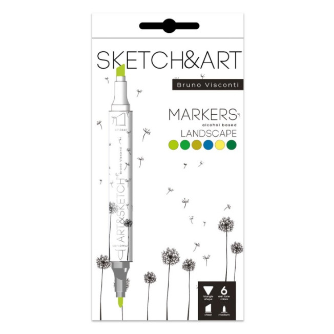 Набор маркеров Sketch&Art 6 цв, Лесной пейзаж BV (пуля/скош)