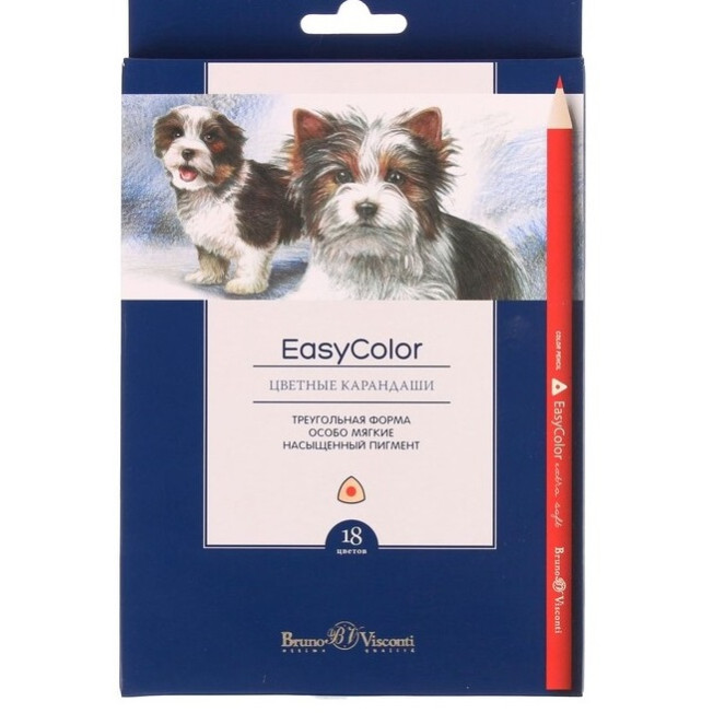 Цв карандаши 18цв Bruno Visconti Easycolor