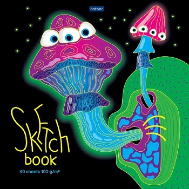 Блокнот SketchBook А4 "Грибарий" А4 40л бел. офсет 100 г/м, склейка Hatber