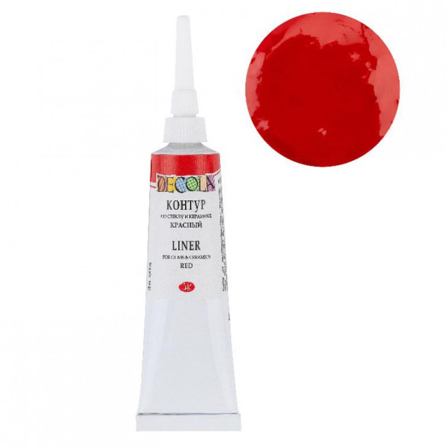 Контур "Декола" по стеклу и керамике Красный т.6