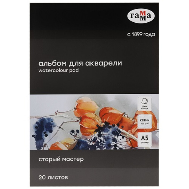 Альбом д/акварели "Старый Мастер" А5 300гр сатин 100% хл 20л Гамма