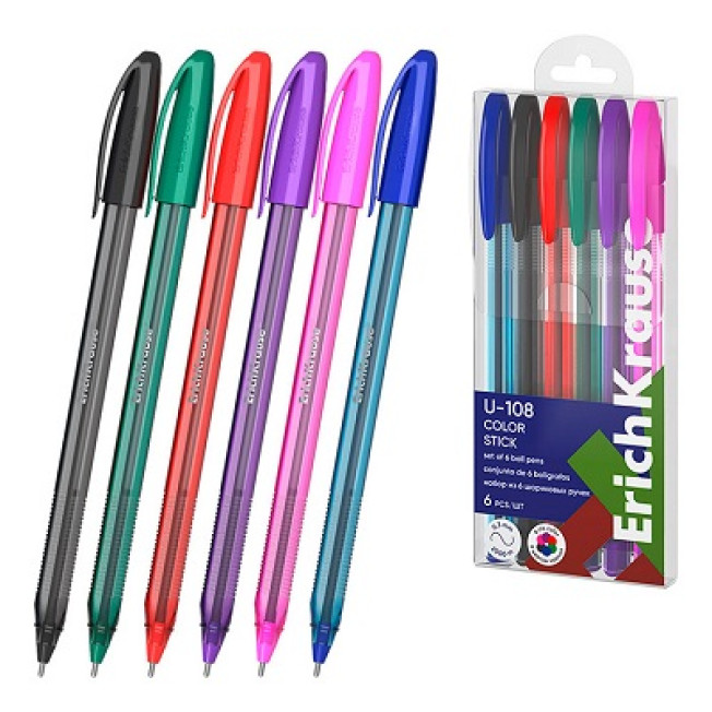 Набор шариковый ручек  Erich Krause U-108 Stick Color "Ultra Glide" АССОРТИ 1мм