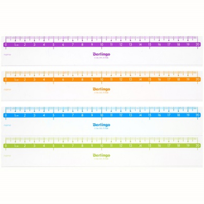 Линейка 20см прозрачная Berlingo "Color"