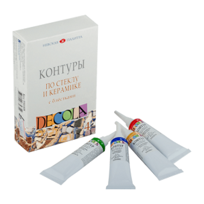 Набор контуров по стеклу и кер. с блестками "Декола" 4*18