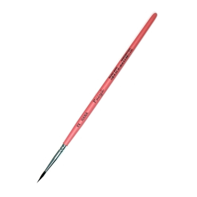 Кисть белка микс круглая №2 розовая ручка HANA Рисуй