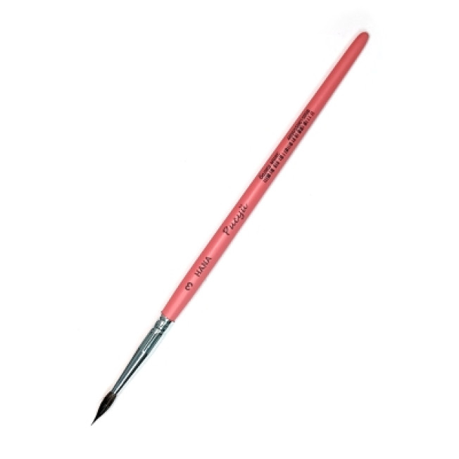 Кисть белка микс круглая №3 розовая ручка HANA Рисуй