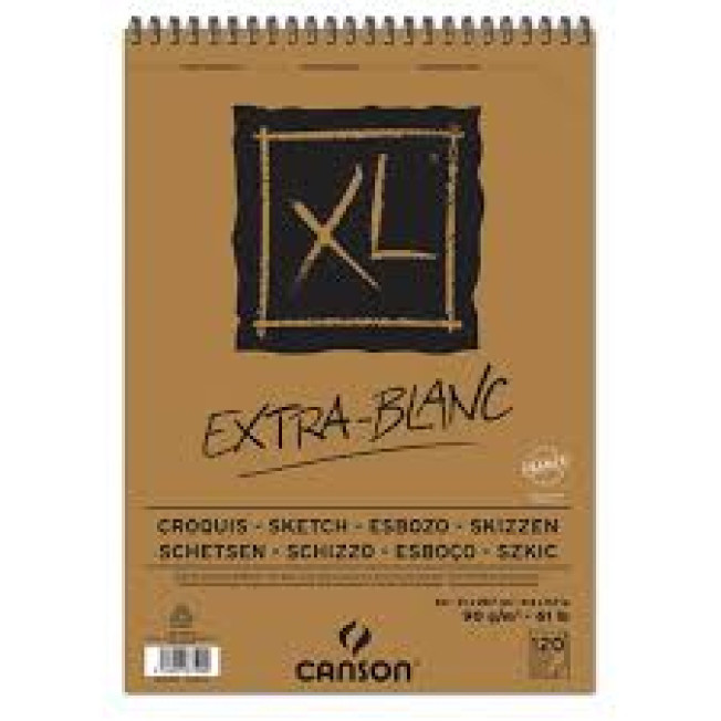 Альбом для пастели и угля XL 90г/м 21*29,7см 120л, спираль, Экстра белая бумага