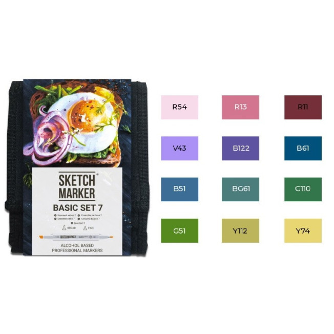 Н-р маркеров Sketchmarker Basic7 set 12шт + сумка органайзер