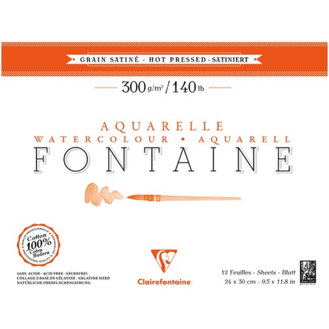 Бумага д/акв "Fontaine Grain satiné" 30*40см 300г/м Сатин Clairefontaine