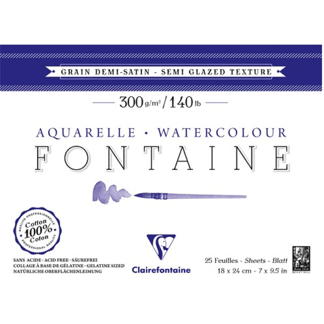 Склейка д/акв "Fontaine Demi-satiné" 18*24см 25л 300г/м полусатин Clairefontaine