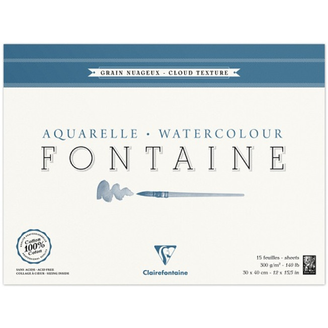 Бумага д/акв "Fontaine Grain Nuageux" 30*40 300г/м облач текст Clairefontaine