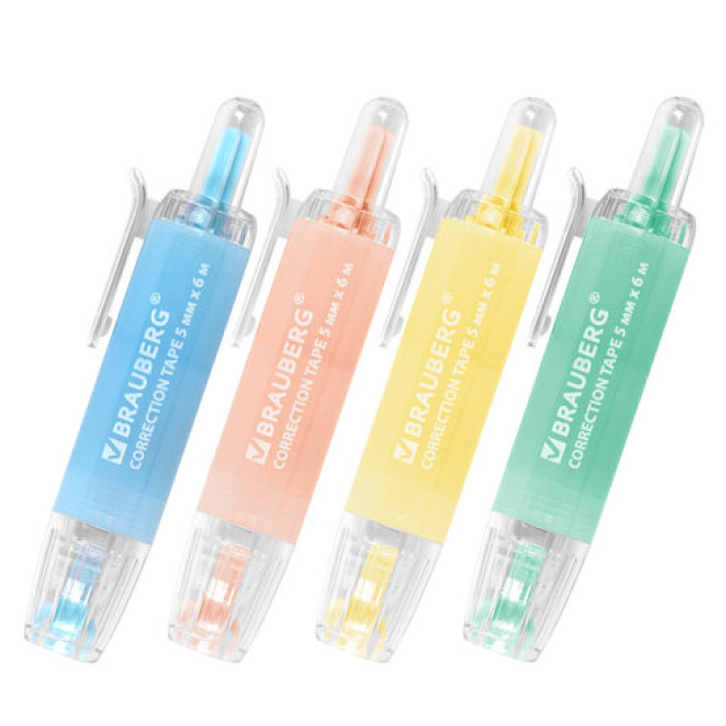Корректирующая лента BRAUBERG PASTEL 360 5мм*6м автоматическая, блистер