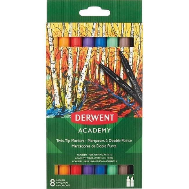 Фломастеры художественные Derwent Acalemy 8 цв. кисть