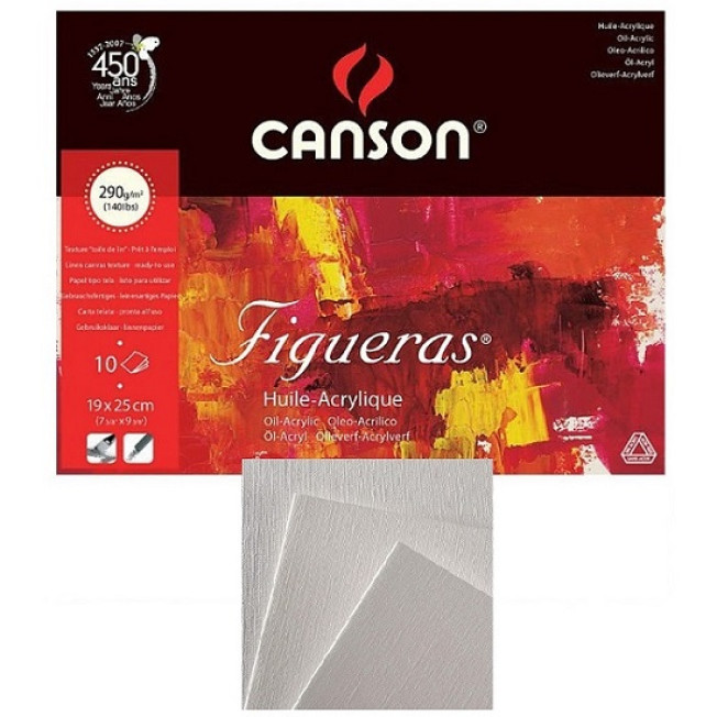 Альбом-склейка д/масла Figueras 290г 19*25см 10л зерно холста  CANSON