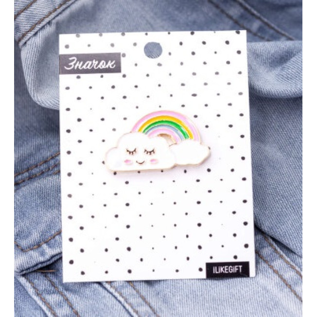 Значок "Cloud with rainbow" металлический