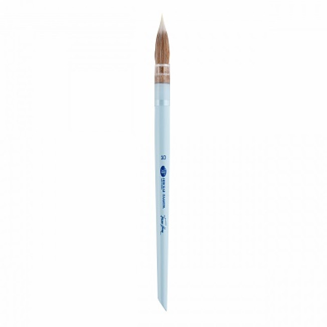 Кисть "БН" из колонка и белой синтетики круглая короткая ручка голубая матовая со скосом №10