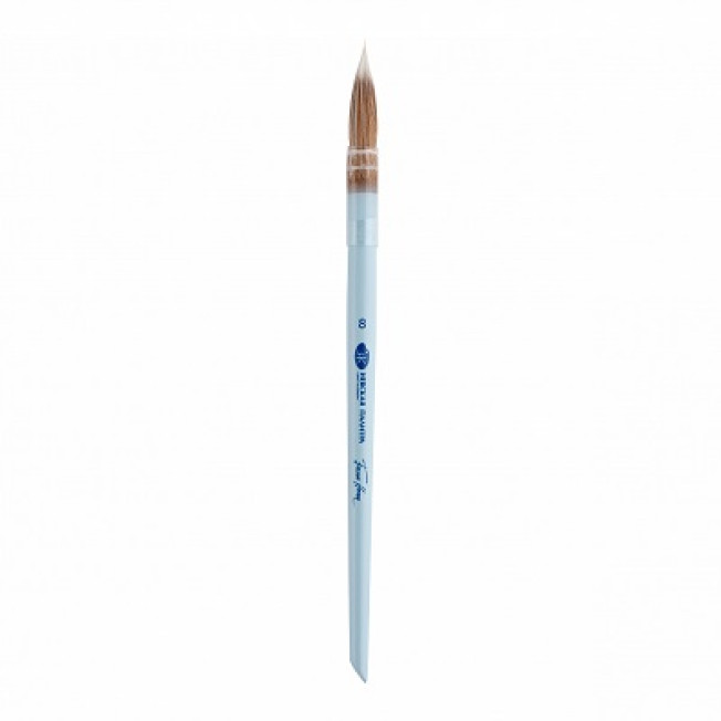 Кисть "БН" из колонка и белой синтетики круглая короткая ручка голубая матовая со скосом №8