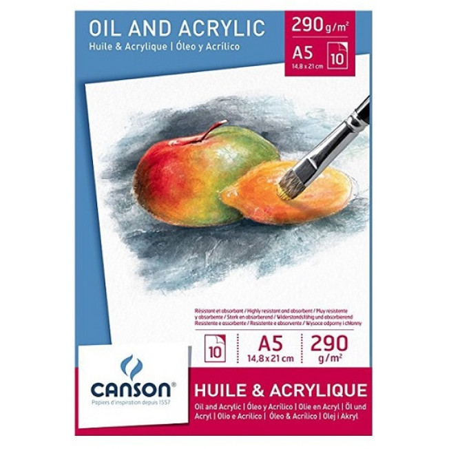 Альбом д/масла и акрила Oil&Acrylic 290гр, 14.8*21см 10л скл. CANSON