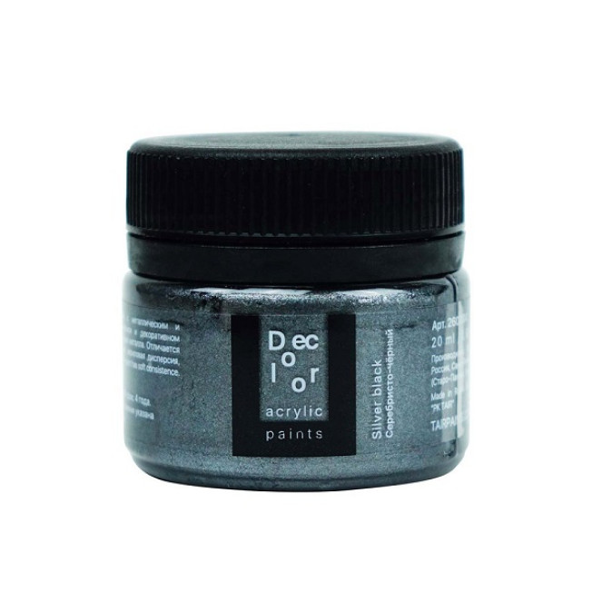 Акрил "Деколор" 20мл, Серебристо-черный, Таир