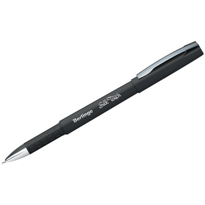 Ручка гелевая Berlingo Silk touch черная, 0,5мм грип