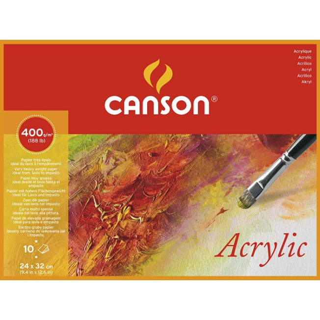 Блок бумаги для акрила 400г 24*32см Фин 10л склейка CANSON