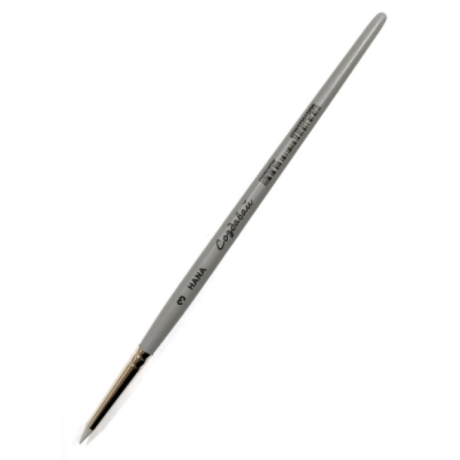 Кисть "HANA" силиконовая серая конус №3, короткая серая ручка