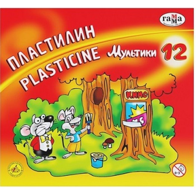 Пластилин 12цв Гамма Мультики 240г стек
