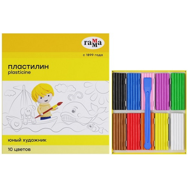 Пластилин 10цв Гамма Юный художник со стек