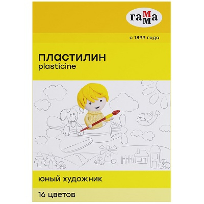 Пластилин 16цв Гамма Юный художник со стек