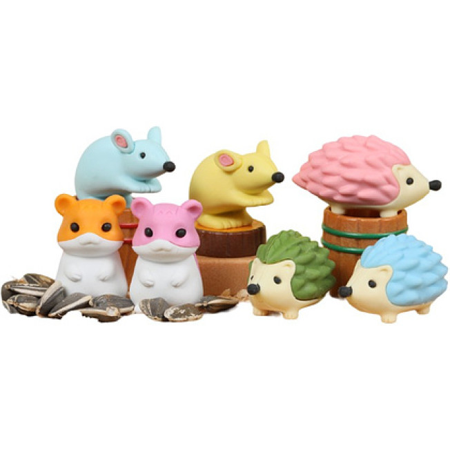 Ластик "IWAKO Hamster&Hedgehog" ассорти Ежи ,Хомяки Мыши