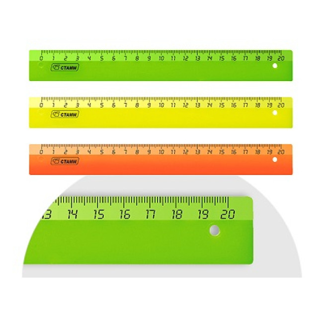 Линейка 20см пласт. Неон Стамм