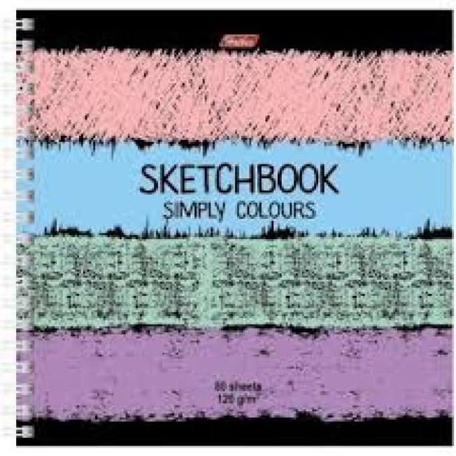 Скетчбук HATBER 170*170мм "Simply Colours" 80л. 120г/м2  на спирали, твердая обложка