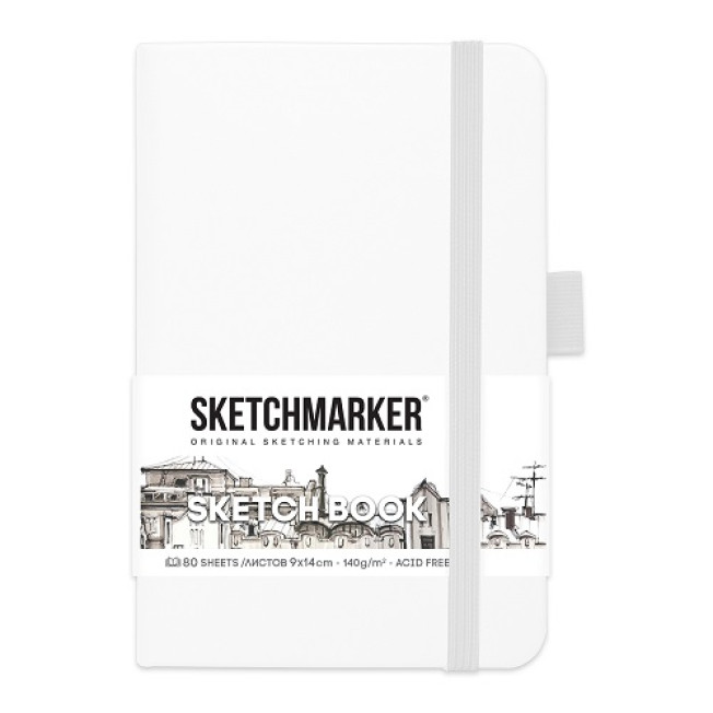 Блокнот для зарисовок "Sketchmarker" Белый, 140г/м 9*14см 80л, твердая обложка