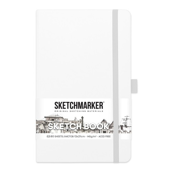 Блокнот для зарисовок "Sketchmarker" Белый, 140г/м 13*21см 80л, твердая обложка