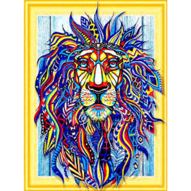 LP023 Алмазная мозаика 5D  "Фантастический лев" 40х50 см